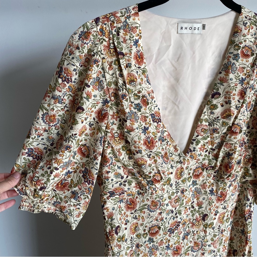 New Rhode Sienna Floral V-Neck Midi Dress in Palais Petal Sz 4 - Picture 4 of 15